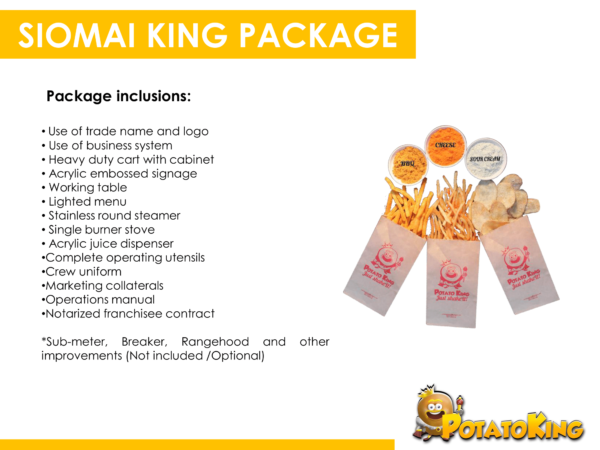 Potato King Food Cart Franchise Inclusions