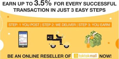 Earn thru TokTok Mall 3.5% in every sales